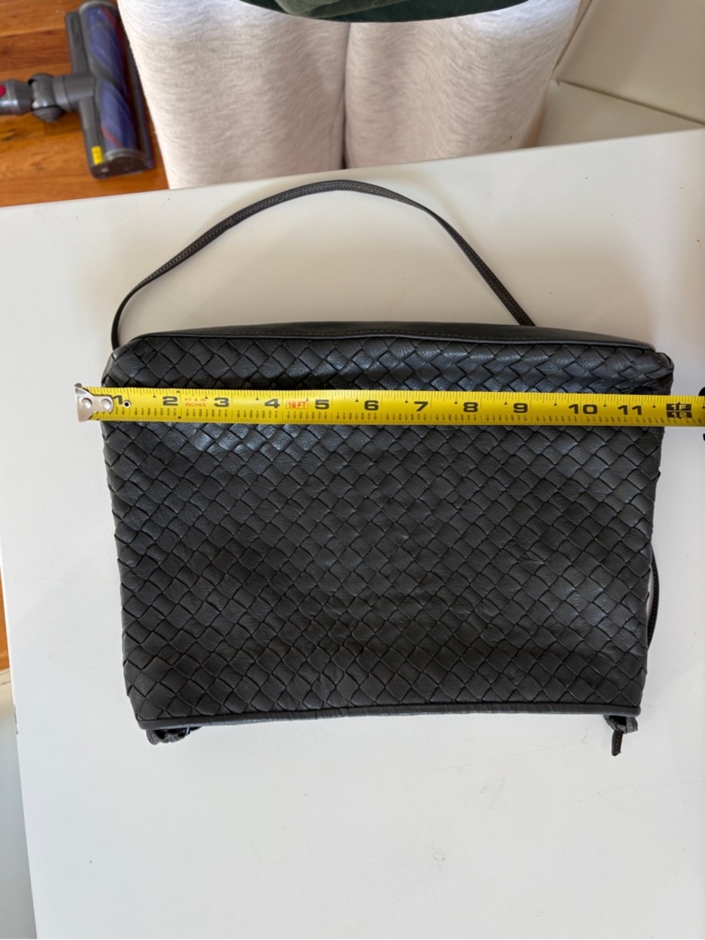 Meyers USA Woven Leather Shoulder Bag Gray Intrecciato Style Crossbody - Picture 7 of 8